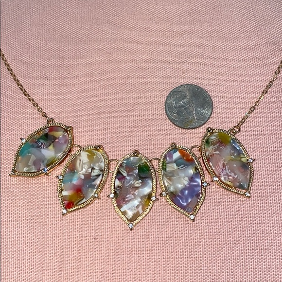 Multi-Colored Chunky Necklace with Gold Hardware - Picture 3 of 4